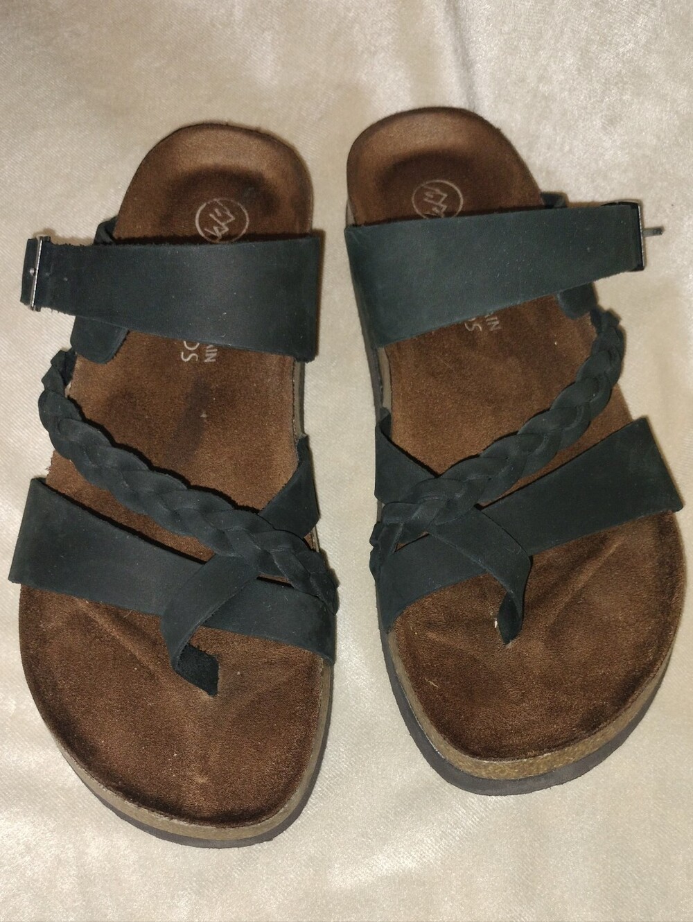 NWOT! White Mountain Footbeds New Hazy Black Leather Slide Sandal. Size 8 - Picture 2 of 7